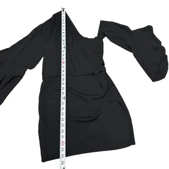 NWT IRO Black Asymmetrical Off Shoulder Flared Sleeve Mini Short Dress $620 - Picture 9 of 13